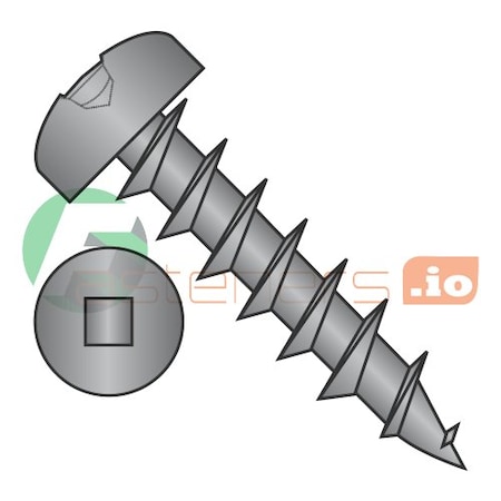 Newport Fasteners Wood Screw, #8, 3/8 in, Black Oxide Steel Pan Head Square Drive, 10000 PK 862492